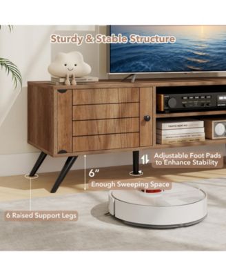 Two Door TV Stand for TVs up to 65 in with Open Shelves