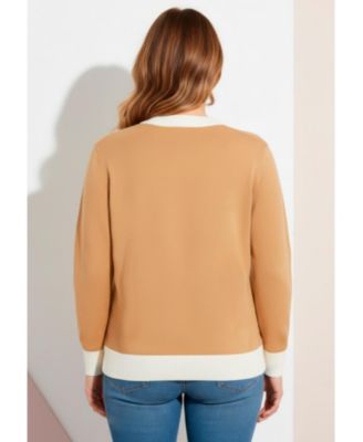 Plus Size Color Block Polo Sweater