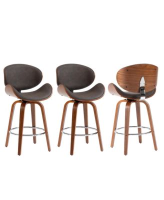 Swivel Bar Stools Set of 3, 26 Inches Mid-Century Modern Counter Height Bar Stools