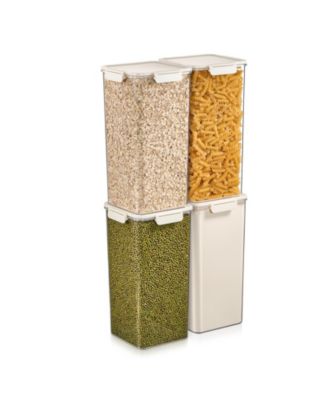 4 Pack Airtight Food Storage Containers – Clear Stackable Canister for Pantry, Rice, Pasta, Cereal and Snacks