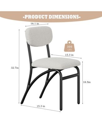 Set of 4 Modern Boucle Upholstered Dining Chairs with Metal Legs for Kitchen and Living Room