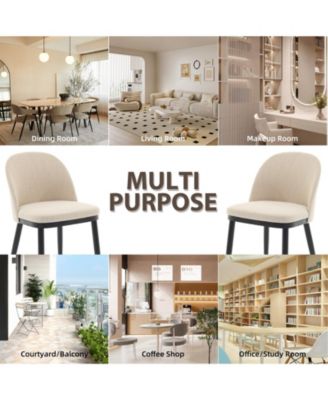 Modern Fabric Upholstered Wooden Dining Chairs Set with High Back and Deep Seat for Kitchen and Dining Room