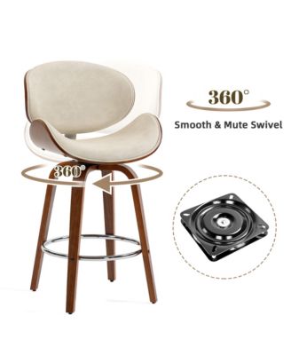 Swivel Bar Stools Set of 3, 26 Inches Mid-Century Modern Counter Height Bar Stools