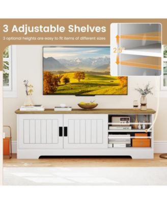 Farmhouse TV Stand for TVs up to 65 in with Sliding Doors