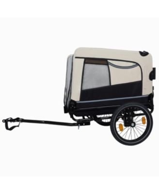 Extra Large 2-in-1 Bike Trailer and Push Cart for Pets with Detachable Hitch, Beige