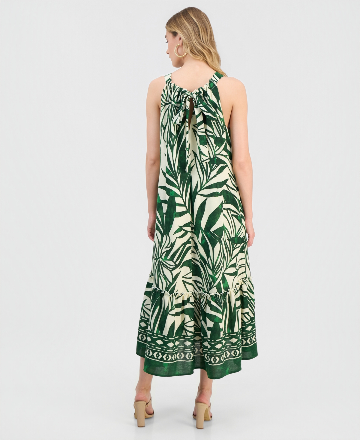 Sanda Darren Petite Sleeveless Border-Print Midi Dress