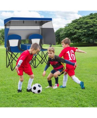 Double Beach Chair with Adjustable Canopy and Side Curtains