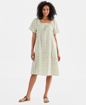 Women's Printed Square-Neck Midi Dress