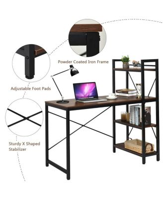 47.5 Inch Writing Study Computer Desk with 4-Tier Shelves