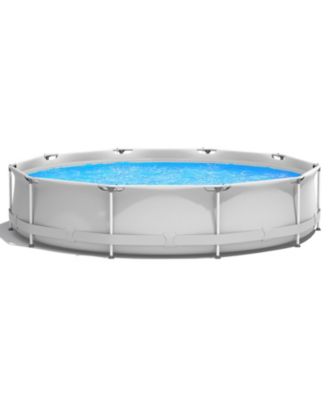 Round Above Ground Swimming Pool with Cover in Gray