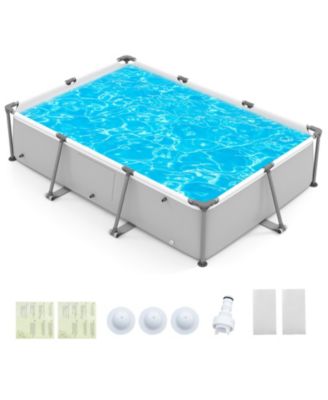 Above Ground Family Swimming Pool with Metal Frame 10 ft