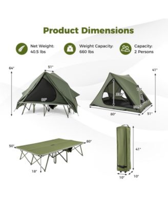 Foldable Two Person Camping Cot Tent with Wheeled Carry Bag
