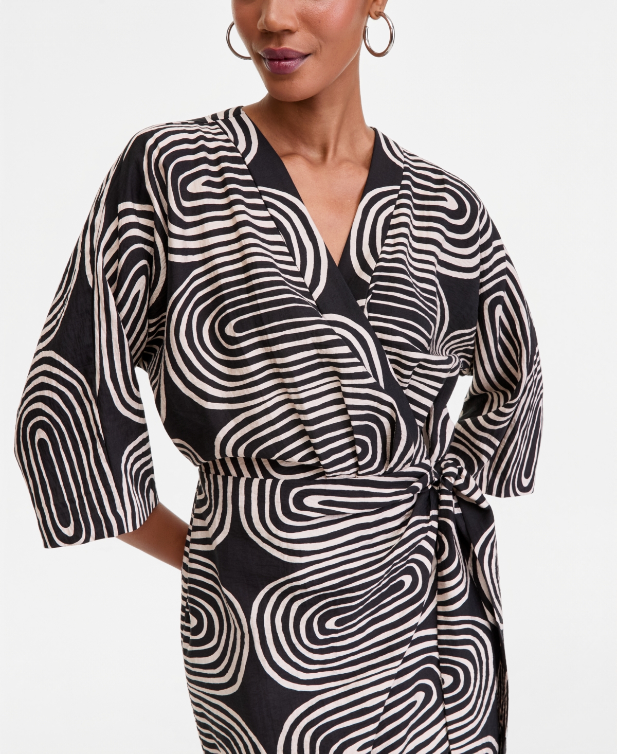 I.n.c. International Concepts Women's 3/4 Sleeve Printed Kimono Dress, Macy's Exclusive