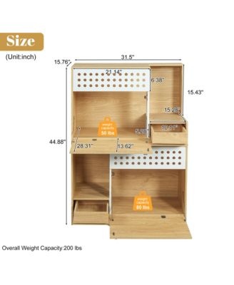 Zeus and Ruta Modern 2 In 1 Cat Furniture With Litter Box Enclosure Side Table and Storage in Natural
