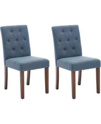 Parsons Button Tufted Dining Chairs Set of 2, Upholstered Fabric Kitchen Chairs with Wood Legs and Padded Seats, Living Room Kitchen Furniture