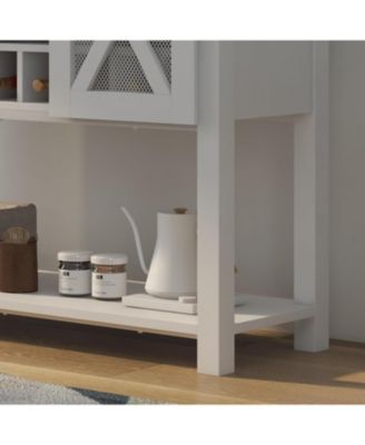 Farmhouse Coffee Bar Cabinet, Sliding Barn Door, Wine Storage, Stemware Rack, Buffets for Kitchen, Dining, Living Room