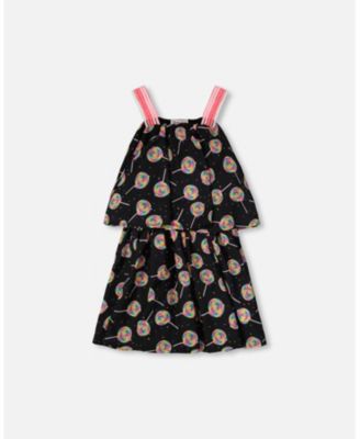 Little Girls Woven Dress Lollipop Print