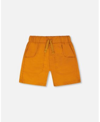 Little Boys Parachute Shorts with Patch Pockets Burnt