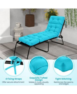 Outdoor Chaise Lounge Cushion with String Ties for Poolside
