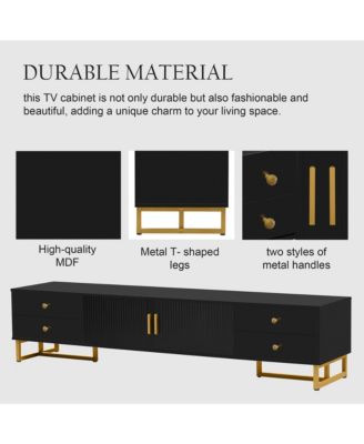 Modern Media Console for TVs up to 75", Living Room Entertainment Center with 4 Drawers and 2 Storage Cabinets