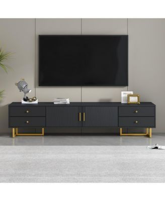 Modern Media Console for TVs up to 75", Living Room Entertainment Center with 4 Drawers and 2 Storage Cabinets