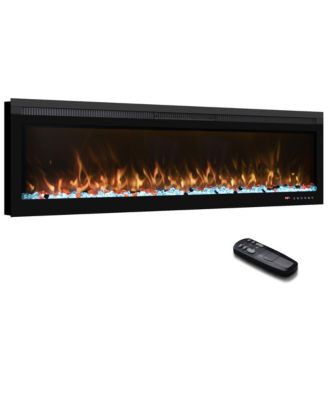 Linear Recessed-in Electric Fireplace with Remote Control, Adjustable Heat and Timer