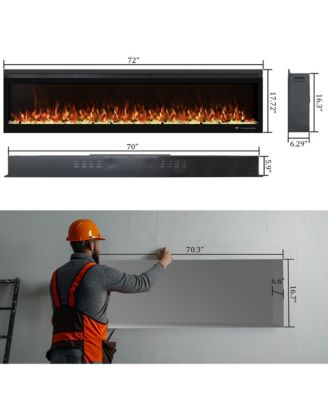 72" Linear Recessed-in Electric Fireplace with Remote Control, Adjustable Heat and Timer
