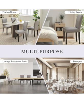 Dining Chairs Set of 2 Upholstered Parsons Diner Room Chair Sets Fabric Kitchen Chairs with Nailhead Trim/Sturdy Wood Legs and Padded Cushion