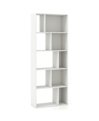 63 Inch 5-Tier Geometric 10-Cube Bookshelf Tall Bookcase