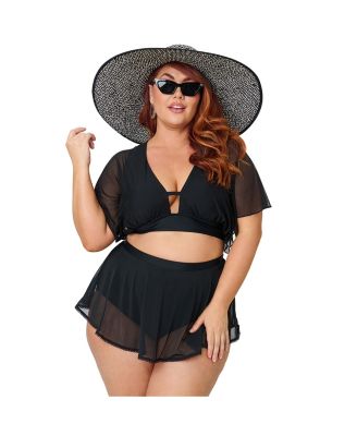 Plus Size Flutter Sleeve Swim Top