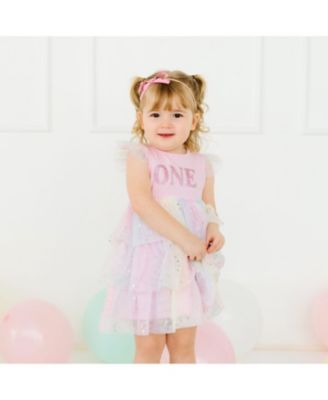 Baby Girls First Birthday Fairy Dust Short Sleeve Tutu Dress