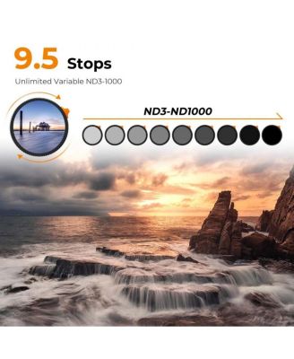 KandF Concept 82mm Nano-Xcel Series ND3-1000 1.5-10 Stop Multi-Coated VND Filter