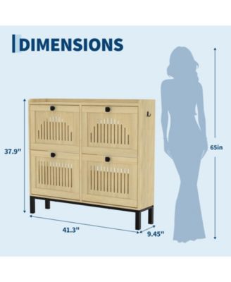 Shoe Storage Cabinet with 4 Flip Drawer, Shoes Organizer with Hollow Out Panel and Square Handles, Anti-Tipping Shoe Rack