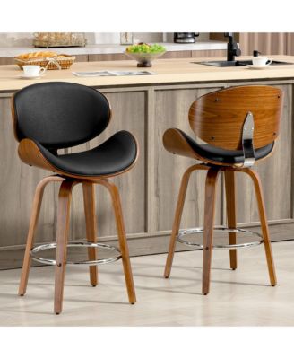 Swivel Bar Stools Set of 2, 26 Inches Mid-Century Modern Counter Height Bar Stools