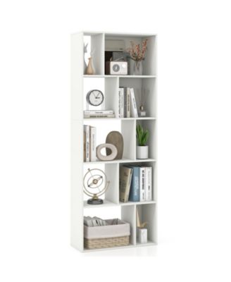 Tall Five Tier Geometric Bookshelf with Ten Storage Cubes