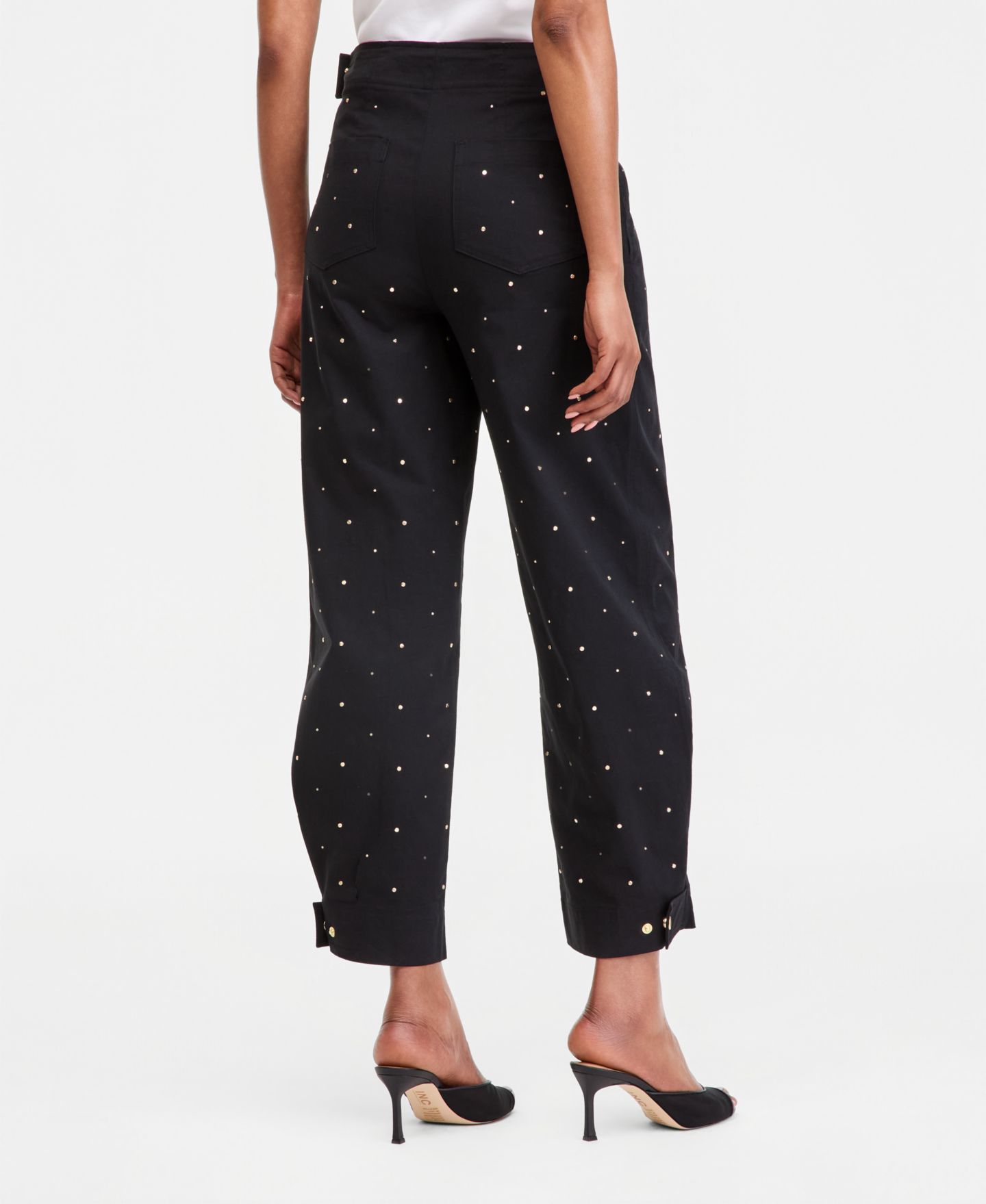 Женские брюки I.N.C. International Concepts Studded Tapered, цвет: Глубокий чёрный — фото 3