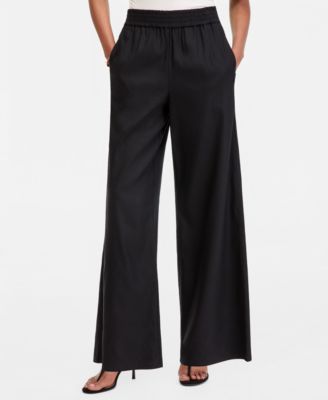 Women's Linen-Blend Wide-Leg Pull-On Pants