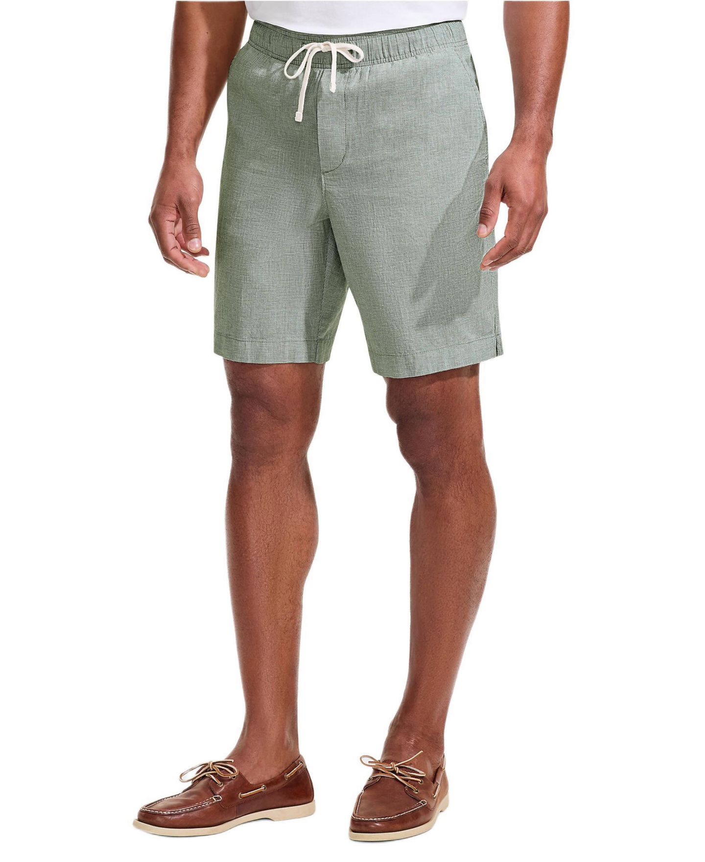Мужские шорты Lands' End 9" Linen Blend Pull On Deck Short, цвет: Pale Eucalyptus — фото 1