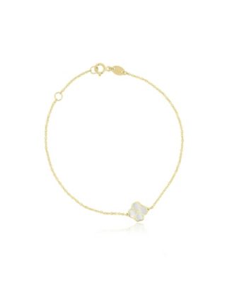 Mother of Pearl Lucky Clover Bracelet 14K Gold