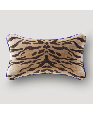 Bronze Tiger Lumbar 12" X 20" - Blue Piping