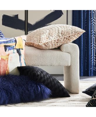 Deco Velvet Fan Pillow 22" - Gold/Blush