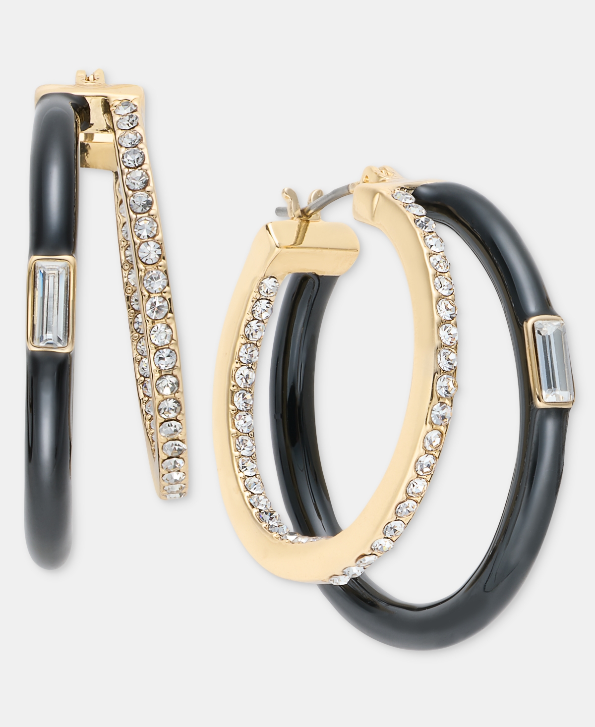 Karl Lagerfeld Paris Medium Pave & Color Split-Hoop Earrings, 1.22"
