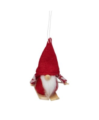 4" Skiing Santa Gnome Christmas Ornaments, Set of 2
