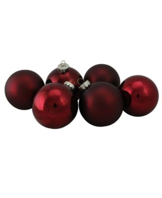 6 Count 2- Finish Glass Ball Christmas Ornaments 80mm Set, 3.25"