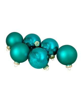 6-Piece Shiny and Matte Turquoise Blue Glass Ball Christmas Ornament Set 3.25" 80mm