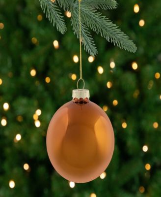 6-Piece Shiny and Matte Copper Glass Ball Christmas Ornament Set 3.25" 80mm