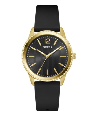 Men's Gold-Tone Black Silicone Watch, 40mm