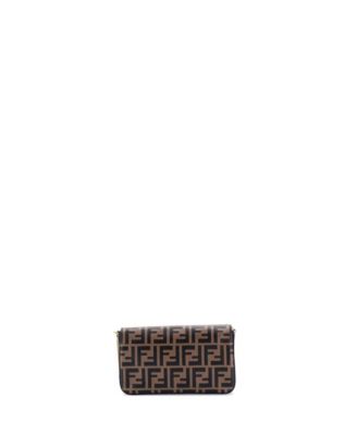 F is Fendi Envelope Clutch on Chain Zucca Embossed Leather
