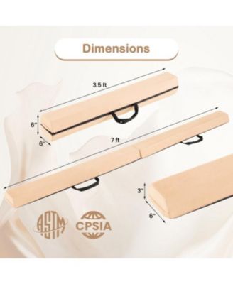 7 FT Folding Balance Beam with Removable Suede Cover and Non-slip Bottom