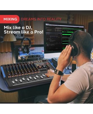 12-Ch Bluetooth Studio Mixer Console System with Built-in Bluetooth and 16 Bit DSP (PMXU128BT)